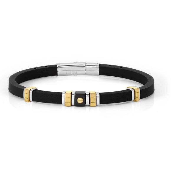 CITY bracelet, steel, rubber (RICCO), PVD finish Yellow Gold 028808/012