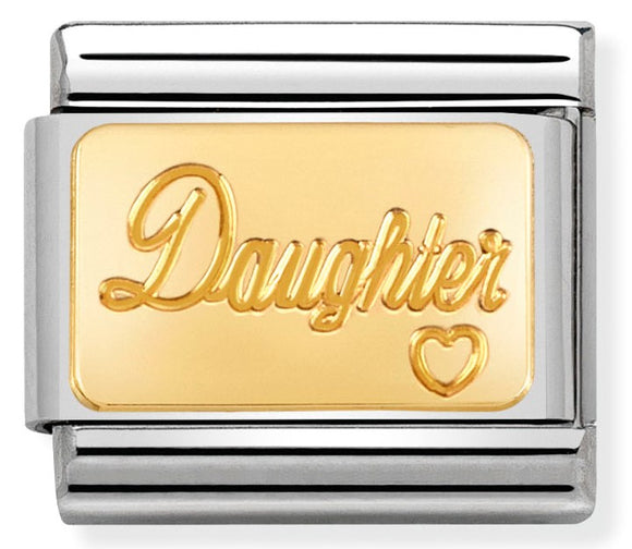 030121/25 Classic ENGRAVED SIGNS,S/steel,bonded yellow gold Daughter