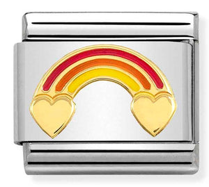030272/52 Classic SYMBOLS steel,enamel,yellow gold,Rainbow with hearts