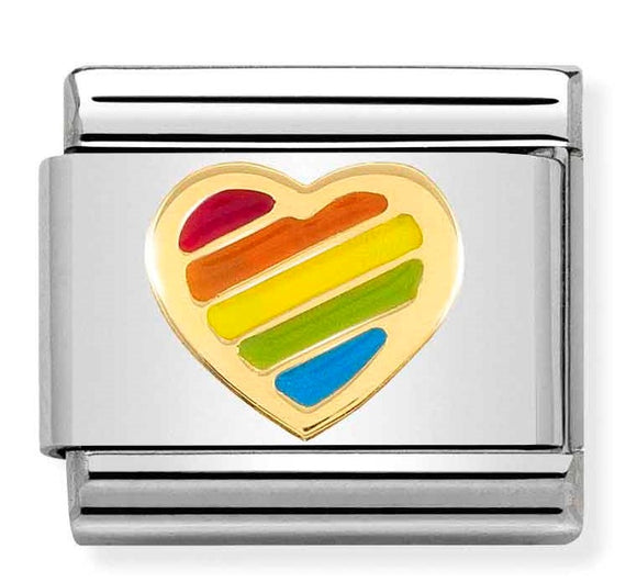 030272/54 Classic SYMBOLS steel,enamel,yellow gold,Rainbow heart