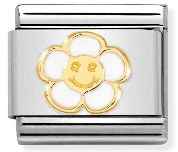 030272/59 Classic  steel,enamel, yellow gold,Smile Flower