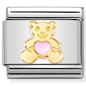 030272/64 Classic St. steel, enamel, 18k gold Pink Bear