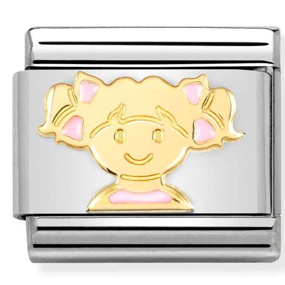 030272/66 Classic St.steel, enamel, 18k gold Pink Girl