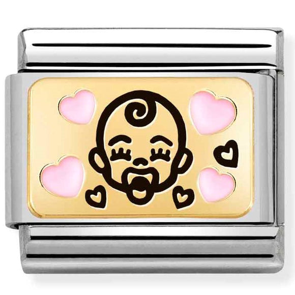 030289/01 Classic PLATES.St.steel,enamel,18k gold Pink baby