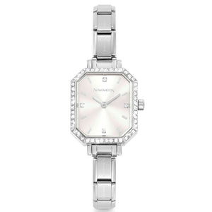 PARIS watch, steel strap, RECTANGULAR cz Silver 076036/017
