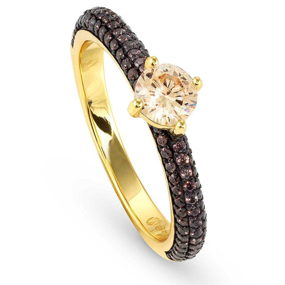 AUREA ring 925 silver,CZ, YELLOW GOLD CHAMPAGNE Size17 145707/024/008