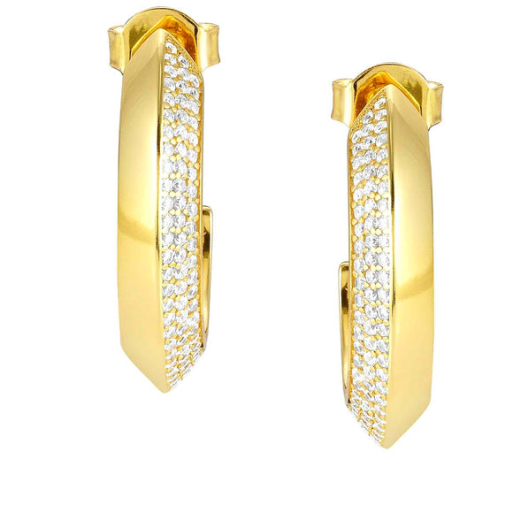 AUREA earrings 925 silver,CZ, YELLOW GOLD CIRCLE White 145713/010