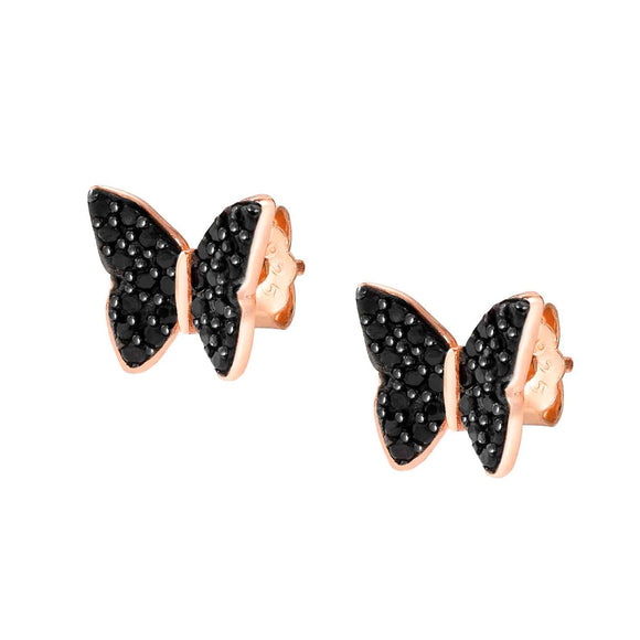 SWEETROCK earrings ed. NATURE  925 silver.CZ,  Rose Gold Butterfly 148042/041
