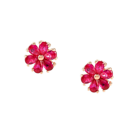 SWEETROCK earrings ed. NATURE  925 silver,CZ, Rose Gold Flower 148042/044