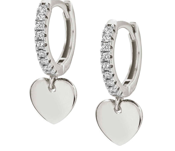 148604/001 CHIC&CHARM earrings,925 silver & CZ,RICH,Silver Heart