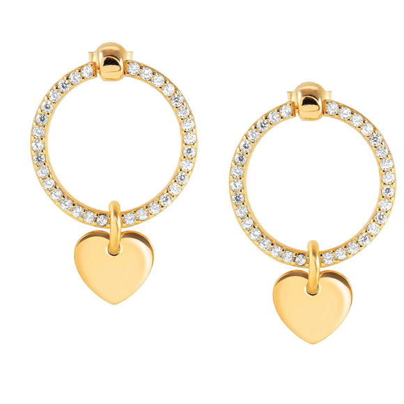 CHIC & CHARM earrings ed. CELEBRATION  925 silver,CZ. (SYMBOL) Yellow gold Heart 148618/088