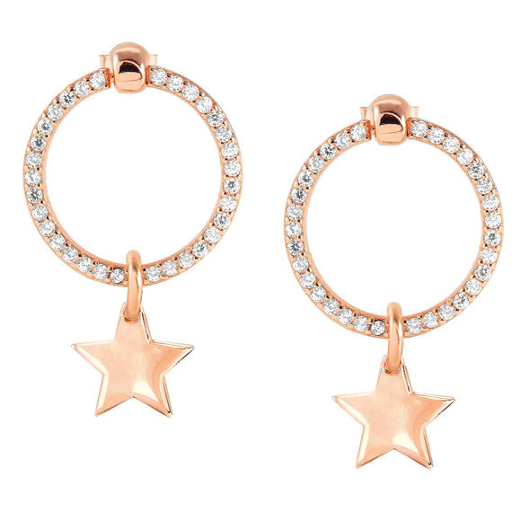 CHIC & CHARM earrings ed. CELEBRATION 925 silver,CZ (SYMBOL) Rose gold Star 148618/090