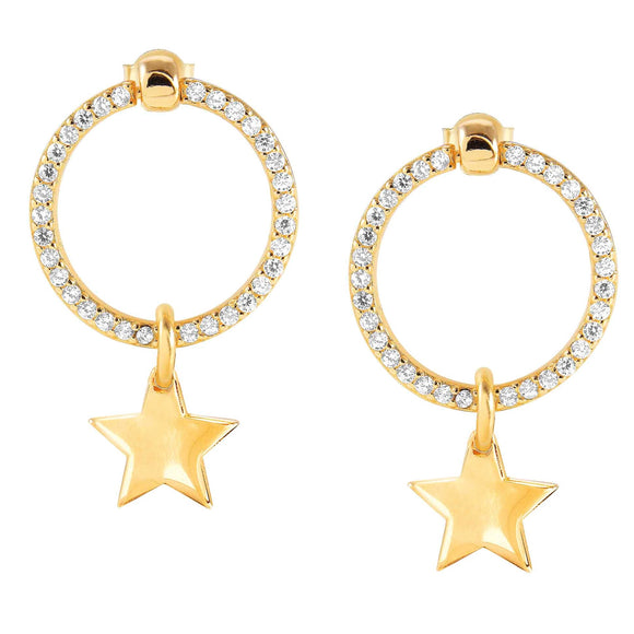 CHIC & CHARM earrings ed. CELEBRATION 925 silver,CZ, (SYMBOL) Yellow gold Star 148618/091
