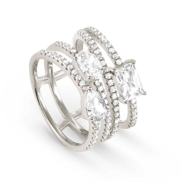 COLOUR WAVE ring  925 silver,CZ, WHITE Silver finish Size17 149800/008/008