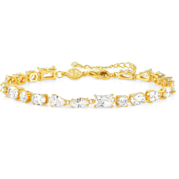 COLOUR WAVE bracelet 925 silver,CZ,  WHITE Fin. Yellow gold 149801/014