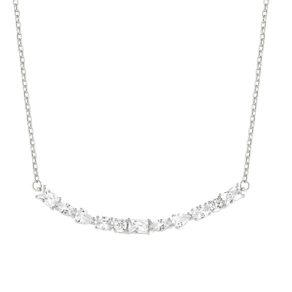 COLOUR WAVE necklace 925 silver, CZ, WHITE Silver finish 149802/008