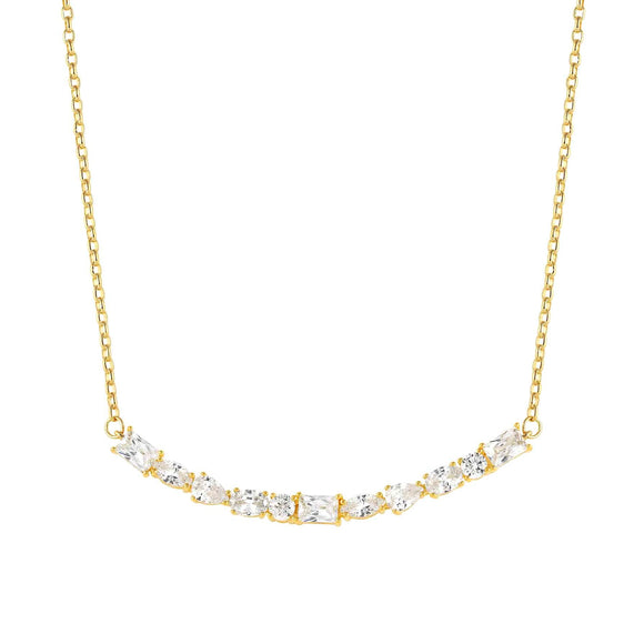 COLOUR WAVE necklace 925 silver,CZ, WHITE Fin. Yellow gold 149802/014