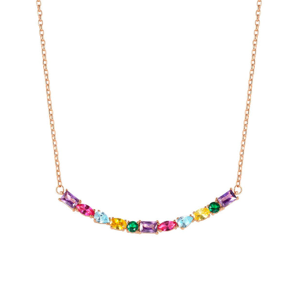 COLOUR WAVE necklace 925 silver,CZ, MIXED Pink gold Fin. 149802/026