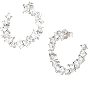 COLOUR WAVE earrings  925 silver,CZ, WHITE Silver finish 149803/008