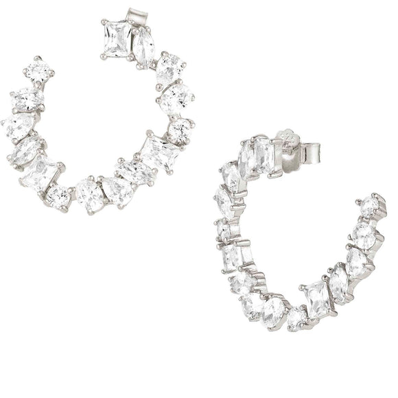 COLOUR WAVE earrings  925 silver,CZ, WHITE Silver finish 149803/008