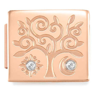 230307/01 Glam steel, cz Fin, PINK GOLD Tree