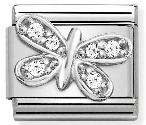 330304/35 Classic SYMBOLS steel,CZ & silver 925 WHITE butterfly
