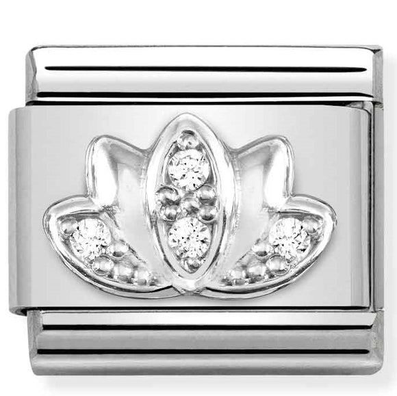 330304/44 Classic steel , CZ, silver 925 Lotus Flower