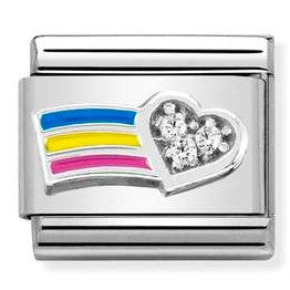 330321/01 Classic Silver,Enamal, Rainbow + CZ Heart