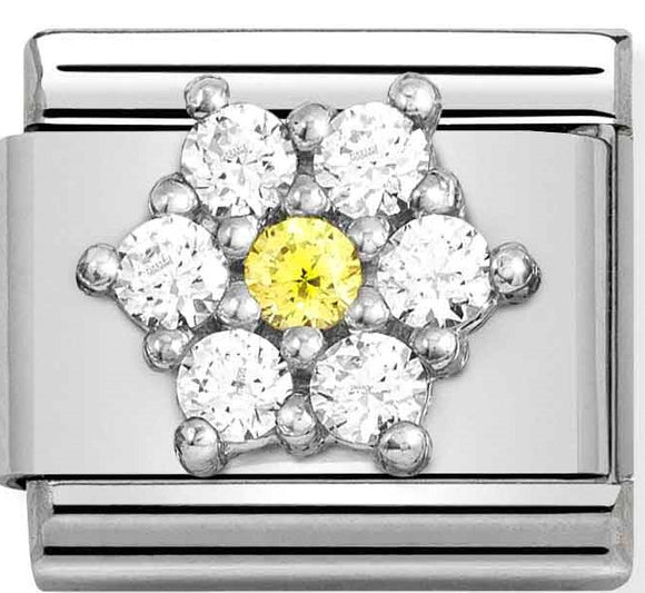 330322/01 Classic SYMBOLS steel, Cz,silver 925 RICH,WHITE & YELLOW flower