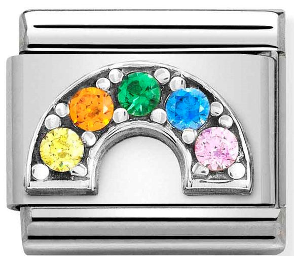 330323/01 Classic SYMBOLS OX steel,Cz & silver 925  Rainbow