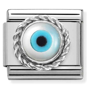 330506/18 Classic STONES, steel, ROUND RICH SETTING, 925 silver GREEK EYE