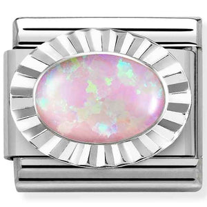 330507/38 Classic STONES, steel, DIAMOND OVAL 925 silver PINK OPAL