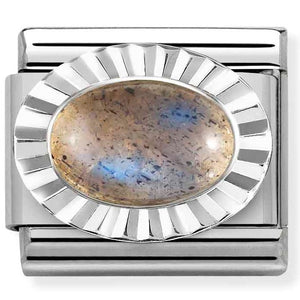 330507/40 Classic STONES, steel, DIAMOND OVAL 925 silver LABRADORITE