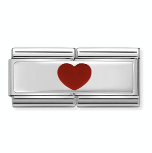 330721/10 Double Classic Symbol, Silver/Steel with Enamel Heart