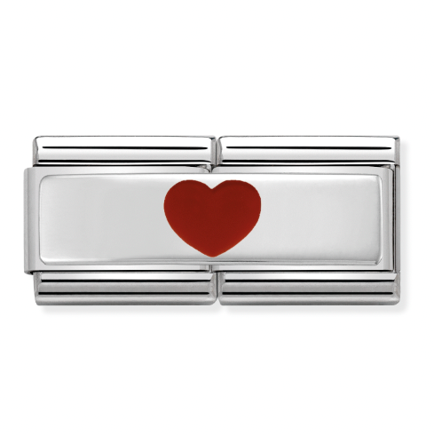 330721/10 Double Classic Symbol, Silver/Steel with Enamel Heart