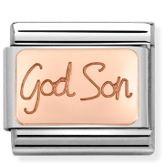 430108/04 Classic Bonded Rose Gold Engraved Plate God Son