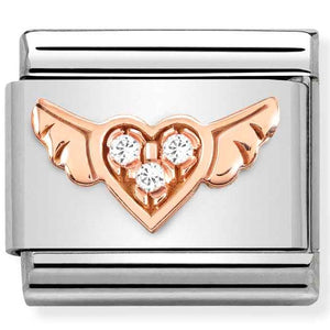 430305/34 Classic St. steel, 9k rose gold, CZ Winged Heart