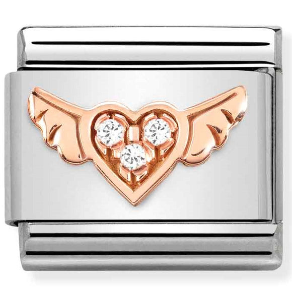430305/34 Classic St. steel, 9k rose gold, CZ Winged Heart
