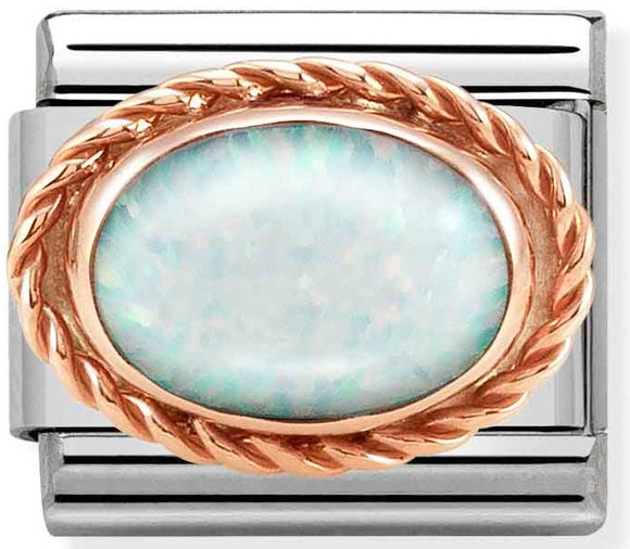 430507/07 Classic RICH SETTING STONE,S/Steel,9K Rosegold  WHITE OPAL