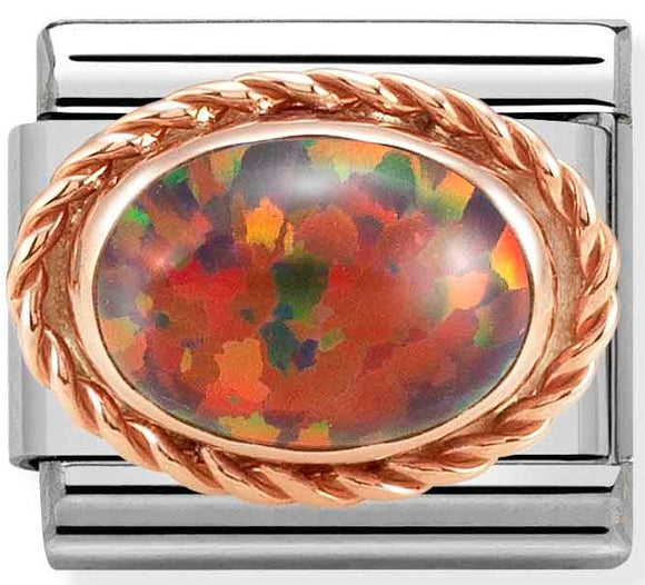 430507/08 Classic RICH SETTING STONE,S/steel,9k Rosegold RED OPAL