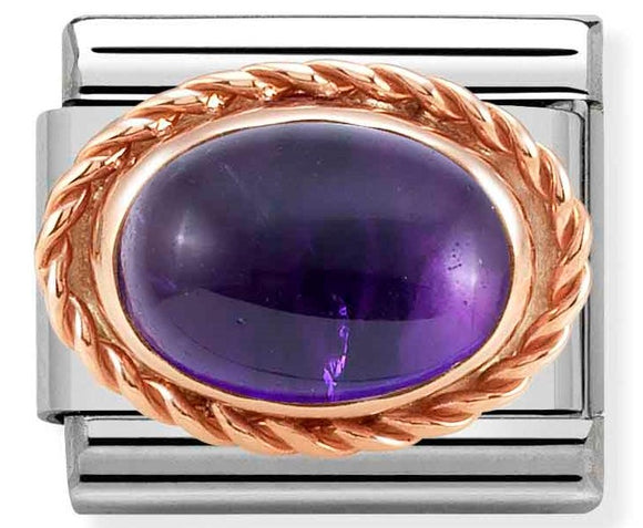 430507/35 Classic RICH SETTING STONE,S/Steel,9k Rosegold AMETHYST