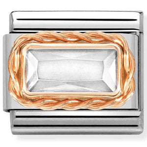 430604/010 Classic FACETED BAGUETTE RICH SETTING, St. steel,9 ct Rose gold White