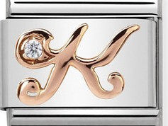 430310/11 Classic 9ct Rose Gold Letter K