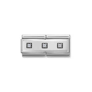 330731/01 Classic Silver,CZ Double.  Three Zircon White