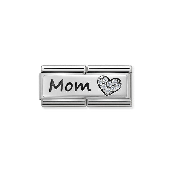 330731/06 Classic Double Silver,CZ, Mom & Heart