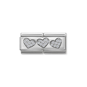 330732/02 Classic Silver & CZ Double Rich 3 Hearts