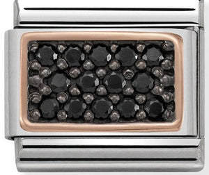 430313/03 Classic 9ct Rose Gold Pave 2 finishes Rectangle Black