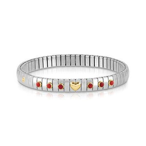 XTE Steel Bracelet & 18ct Gold Heart + 6 Red Coral (005)