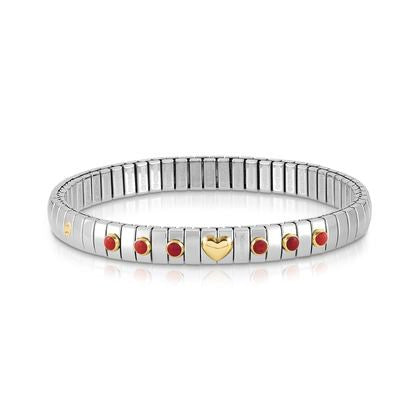XTE Steel Bracelet & 18ct Gold Heart + 6 Red Coral (005)