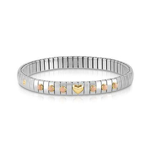 XTE Steel Bracelet & 18ct Gold Heart + 6 Pink Coral (006)